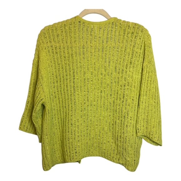 Chico's Sweater Women's Size Large Open front Knit 3/4 sleeves Green Chicos 2 - Picture 2 of 3